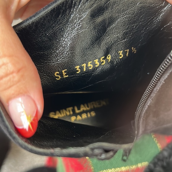 Saint Laurent size 37.5 preloved suede fringe on side low kitten heel Nero - Picture 7 of 7